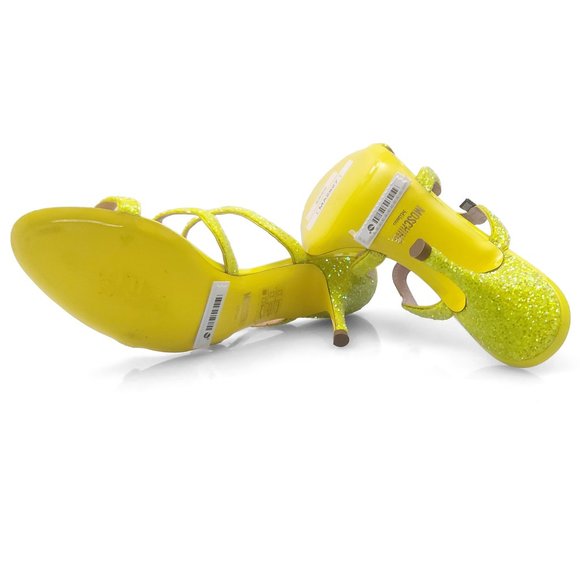 Moschino Wave Straps Glitterd Neon Yellow Slip on Sandals US 6 - Picture 9 of 11